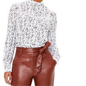 Loft Vintage High-Neck Lace Floral Blouse Size S